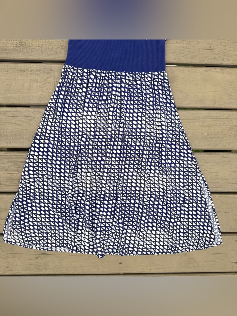 Maeve by Anthropologie Gemma Blue and White Geometric Print Dress size S - Picture 8 of 16